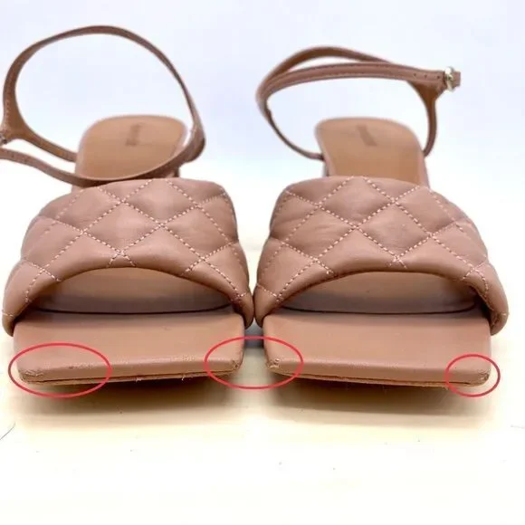 Open Edit by Nordstrom Austyn Quilted Block Heeled Sandals Tan Mocha Size 9M NEW - Picture 10 of 12